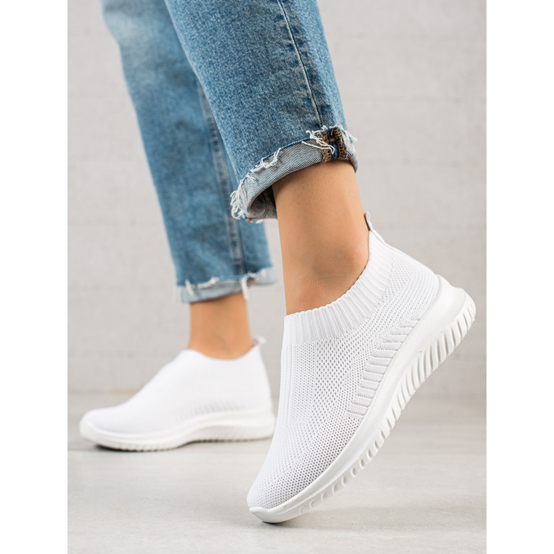 TRENDI Chaussures à enfiler confortables blanc 1