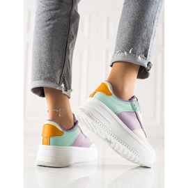 TRENDI Baskets à la mode sur une large plateforme beige multicolore 5