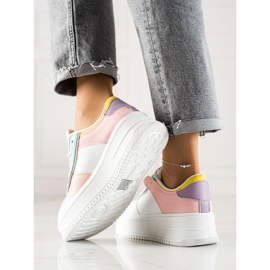 TRENDI Baskets à la mode sur une large plateforme blanche multicolore 3