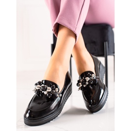 W. Potocki Chaussures à enfiler avec perles le noir 2