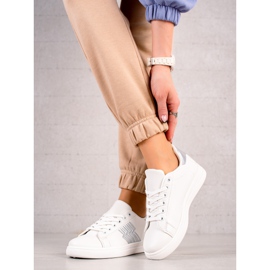 TRENDI Baskets avec insert argenté blanche 2