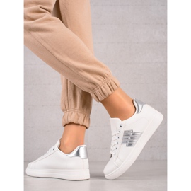 TRENDI Baskets avec insert argenté blanche 3