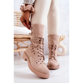 Bottines Daim Ajourées Beige Clair Hermione 1