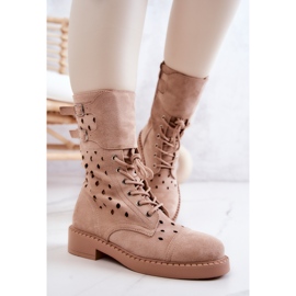 Bottines Daim Ajourées Beige Clair Hermione 3