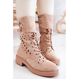 Bottines Daim Ajourées Beige Clair Hermione 6