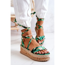 FB2 Sandales Espadrilles Sur Compensées Vert Roxanne Fleurs multicolore 1