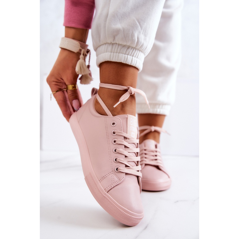 Baskets en cuir pour femme Big Star JJ274071 Rose clair 1
