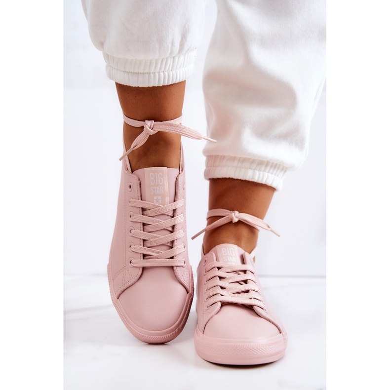 Baskets en cuir pour femme Big Star JJ274071 Rose clair 2