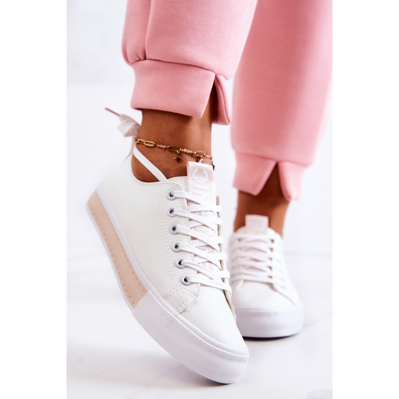 PS1 Baskets Cuir Femme Blanc-Beige Mikayla 1
