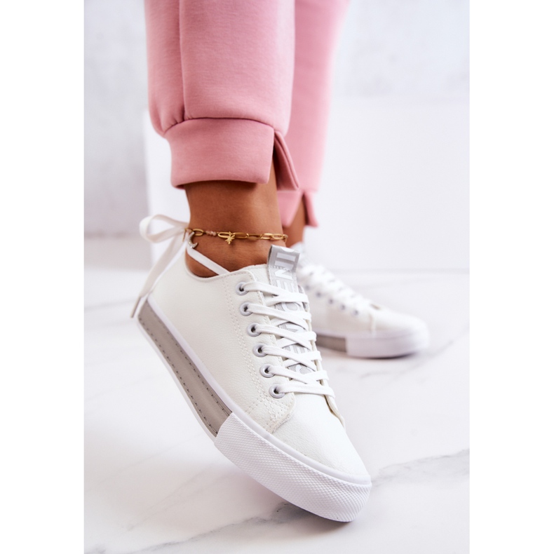 PS1 Baskets Cuir Femme Blanc-Gris Mikayla 1