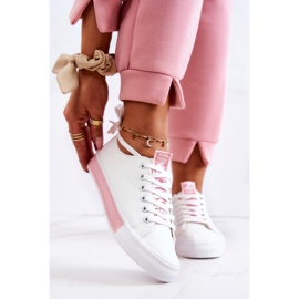 PS1 Baskets Cuir Femme Blanc-Rose Mikayla 1