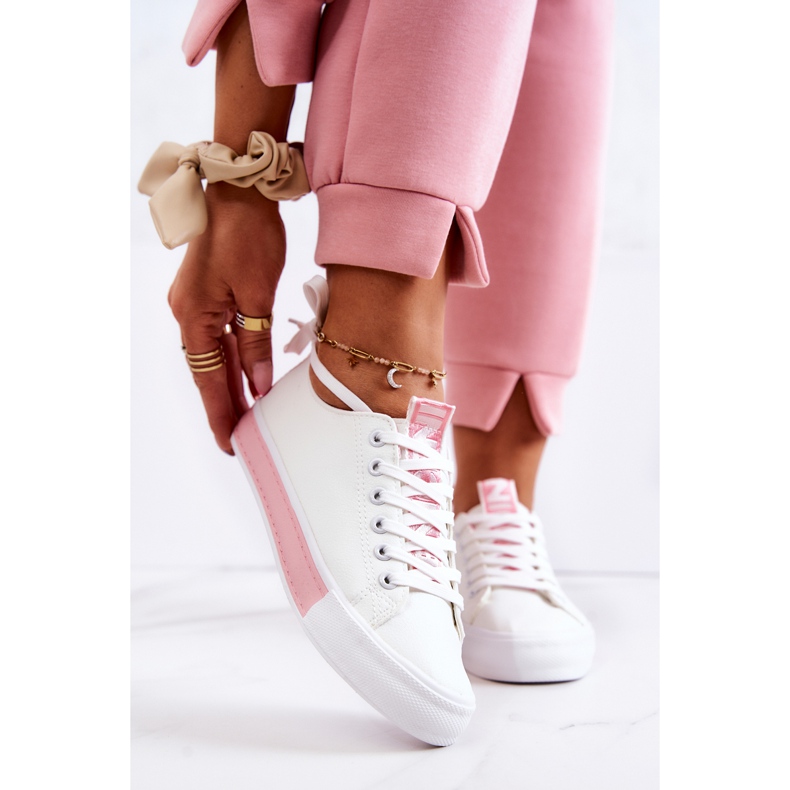 PS1 Baskets Cuir Femme Blanc-Rose Mikayla 1