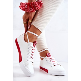 PS1 Baskets en Cuir pour Femme Blanc et Rouge Mikayla 2