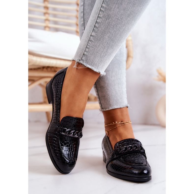 Vinceza Chaussures laquées à motif serpentine Noir Yasmin le noir 2