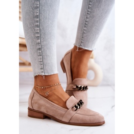 Vinceza Yasmin Mocassins Brogues en Daim Beige 5