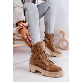 FILIPCZYK Bottines Ajourées Daim Camel Aileen brun 5