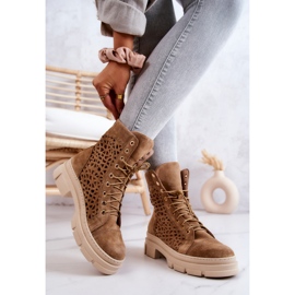 FILIPCZYK Bottines Ajourées Daim Camel Aileen brun 3