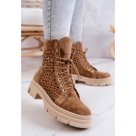 FILIPCZYK Bottines Ajourées Daim Camel Aileen brun 4