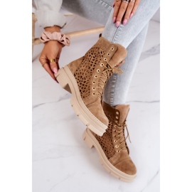 FILIPCZYK Bottines Ajourées Daim Camel Aileen brun 6