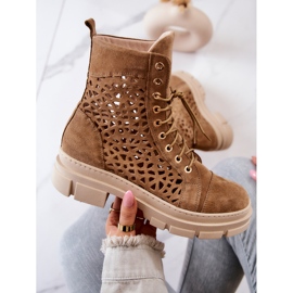FILIPCZYK Bottines Ajourées Daim Camel Aileen brun 8