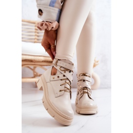 FILIPCZYK Boots Femme Cuir à Découpes Beige clair Everly 2