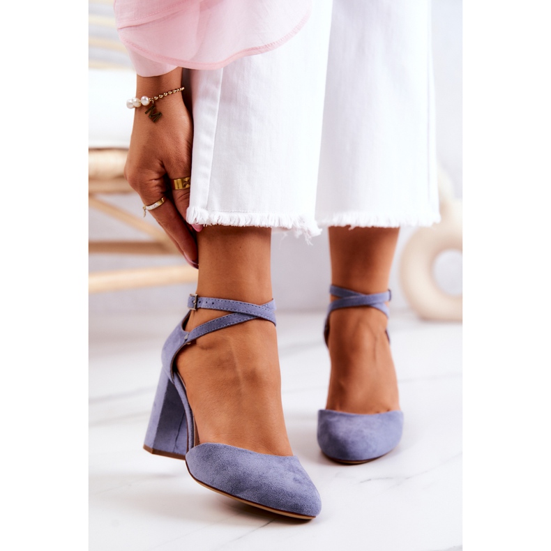 Escarpins Daim Sur Pilier Sergio Leone SK851 Bleu 1