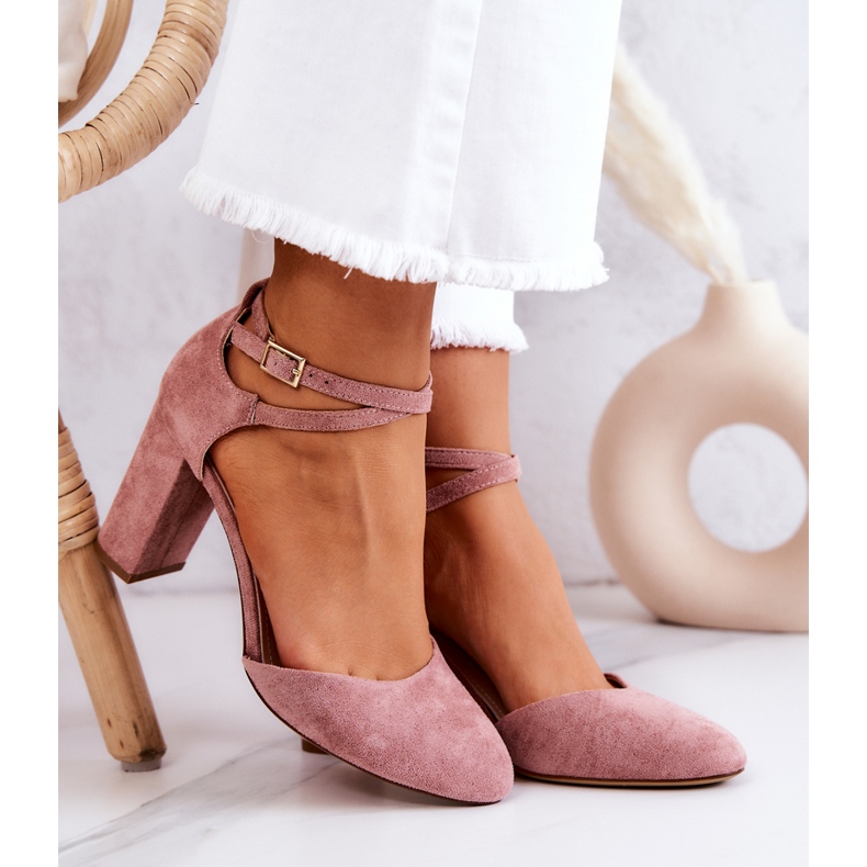 Escarpins En Daim Sur Un Pilier Sergio Leone SK851 Rose 2