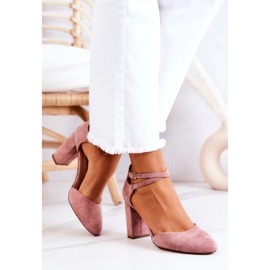 Escarpins En Daim Sur Un Pilier Sergio Leone SK851 Rose 1