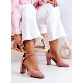 Escarpins En Daim Sur Un Pilier Sergio Leone SK851 Rose 4