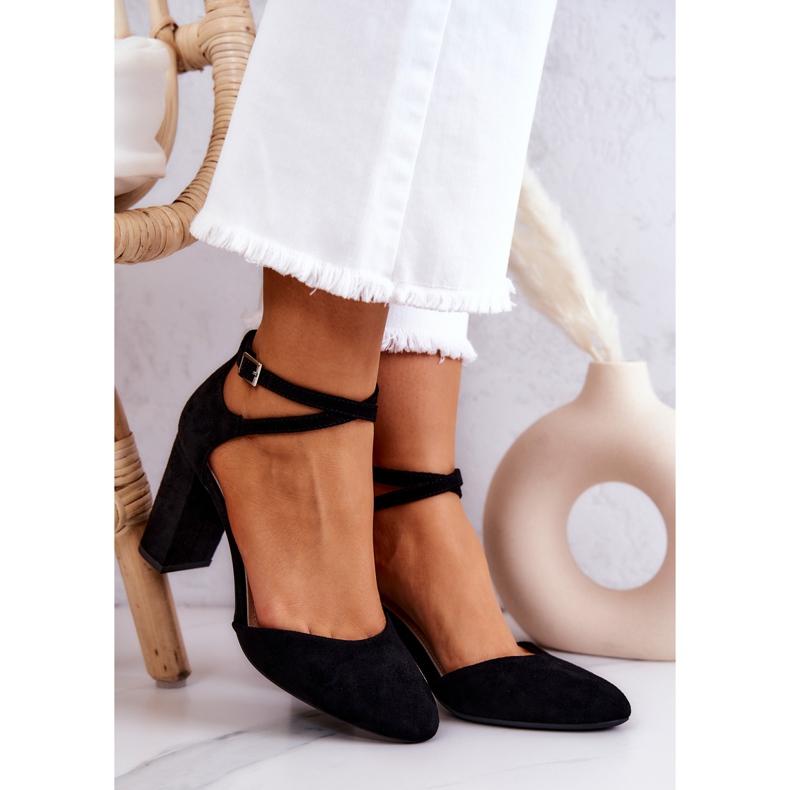 Escarpins en daim sur un pilier Sergio Leone SK851 Noir le noir 1