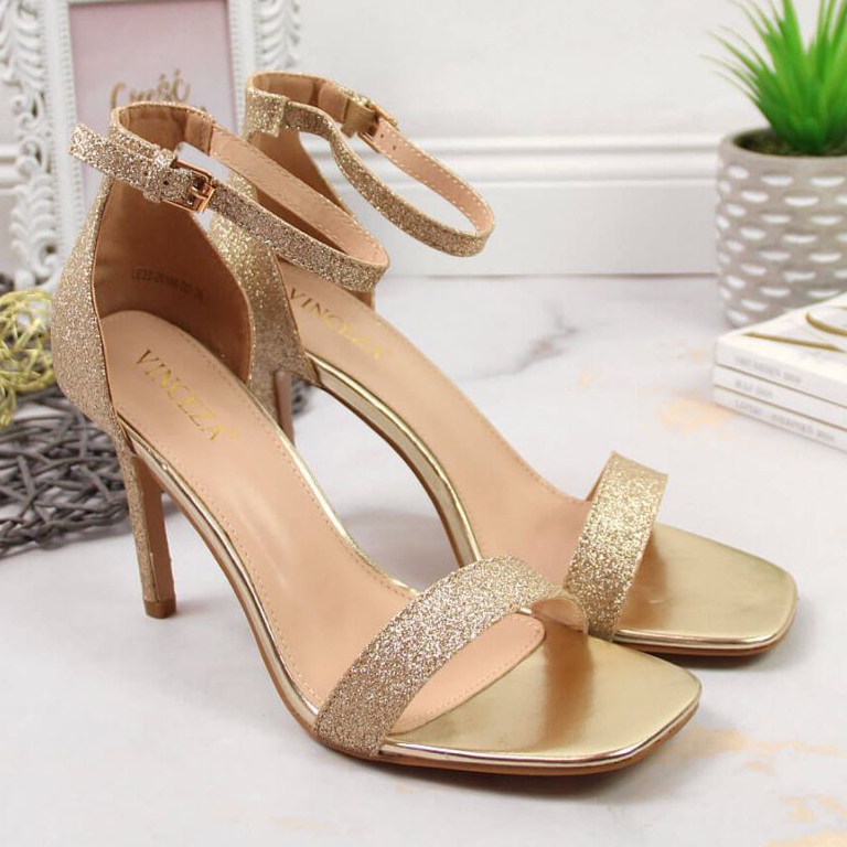 Vinceza W JAN81D sandales en brocard doré sur talon haut d'or 2