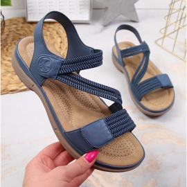 Sandales velcro Rieker W V8873-14 bleu 1
