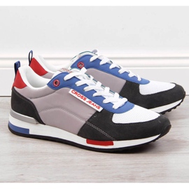 Cross Jeans M JJ1R4010C chaussures de sport en cuir blanc noir bleu gris 1