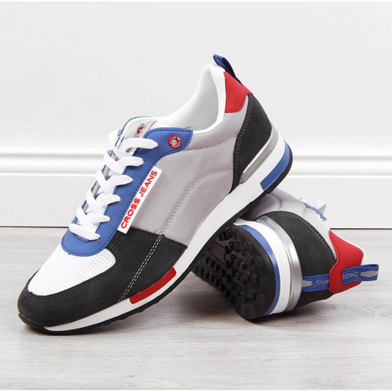 Cross Jeans M JJ1R4010C chaussures de sport en cuir blanc noir bleu gris 2