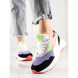 TRENDI Baskets colorées sur la plate-forme blanche le noir violet multicolore 1
