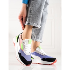 TRENDI Baskets colorées sur la plate-forme blanche le noir violet multicolore 2