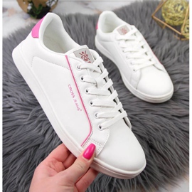 Baskets en cuir écologique Cross Jeans W JJ2R4024C blanc blanche rose 1 Baskets en cuir écologique Cross Jeans W JJ2R4024C blanc blanche rose 1