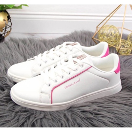 Baskets en cuir écologique Cross Jeans W JJ2R4024C blanc blanche rose 2