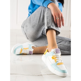 TRENDI Baskets élégantes blanche vert jaune 3