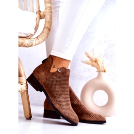 Vinceza Bottines en daim ajourées marron Shirley brun 2