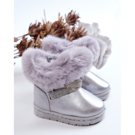 Bottes de neige Silver Hollee pour enfants avec zircons cubiques gris 2 Bottes de neige Silver Hollee pour enfants avec zircons cubiques gris 2