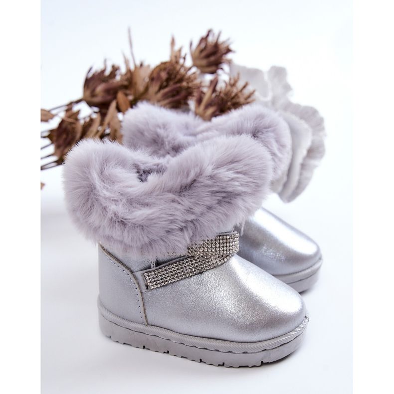 Bottes de neige Silver Hollee pour enfants avec zircons cubiques gris 2 Bottes de neige Silver Hollee pour enfants avec zircons cubiques gris 2