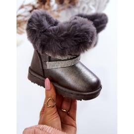 FR1 Bottes de neige pour enfants Hollee gris foncé avec zircons cubiques 1