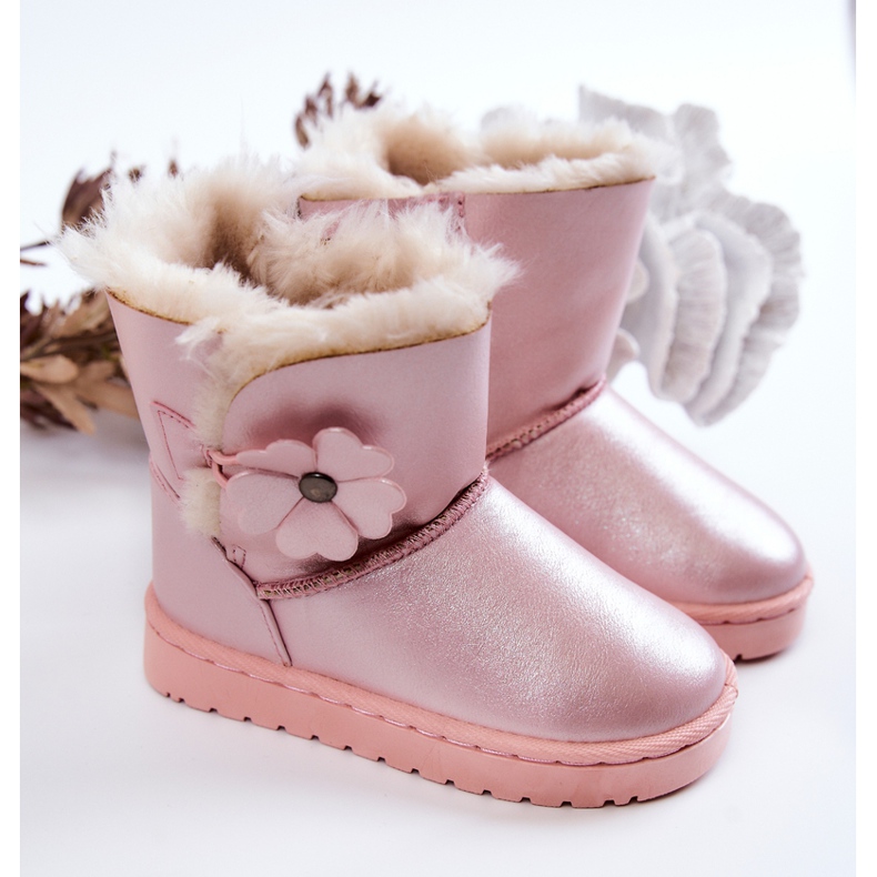 FR1 Bottes De Neige Pour Enfants Avec Fleur Rose Bianca 2 FR1 Bottes De Neige Pour Enfants Avec Fleur Rose Bianca 2