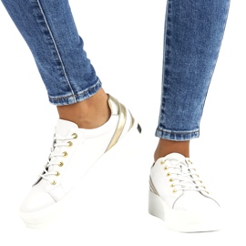 Creepers en cuir blanc Filippo DP3530/22 blanche d'or 5