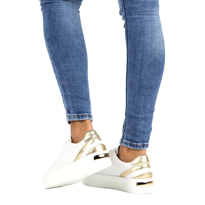 Creepers en cuir blanc Filippo DP3530/22 blanche d'or 6