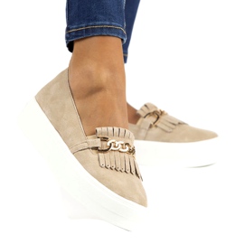 Chaussures en cuir pour femmes Lordsy Filippo DP3532 / 22 Beige 1