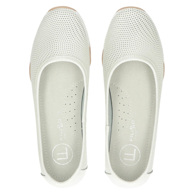 Ballerines blanches ajourées en cuir Filippo DP3681 / 22 WH multicolore 3
