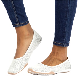 Ballerines blanches ajourées en cuir Filippo DP3681 / 22 WH multicolore 4