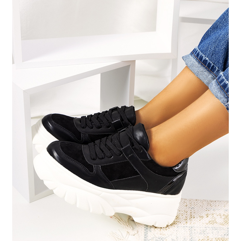 Baskets de sport noires à semelle haute Mellis 1